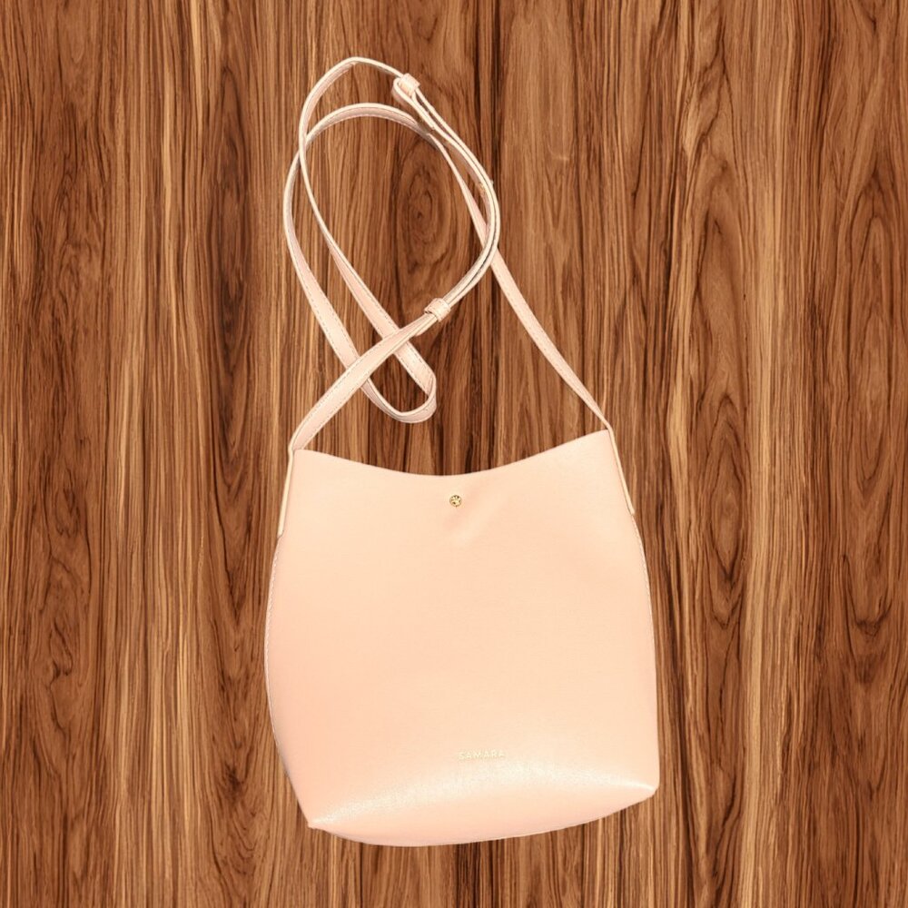 NWOT Samara Blush‎ Pink Vegan Leather Small Crossbody Bucket Bag, OS - Picture 2 of 8